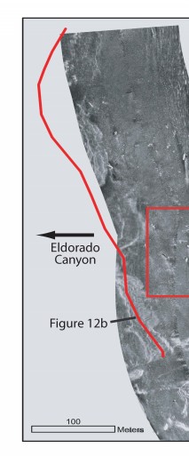 Detailed sidescan sonar images near the mouth of Eldorado Canyon at Nelson's Landing.