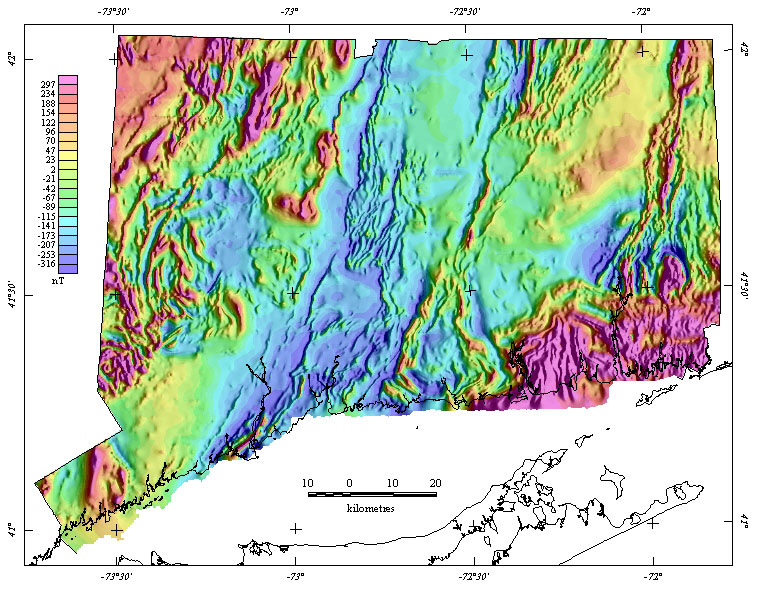 Aeromagnetic map of Connecticut