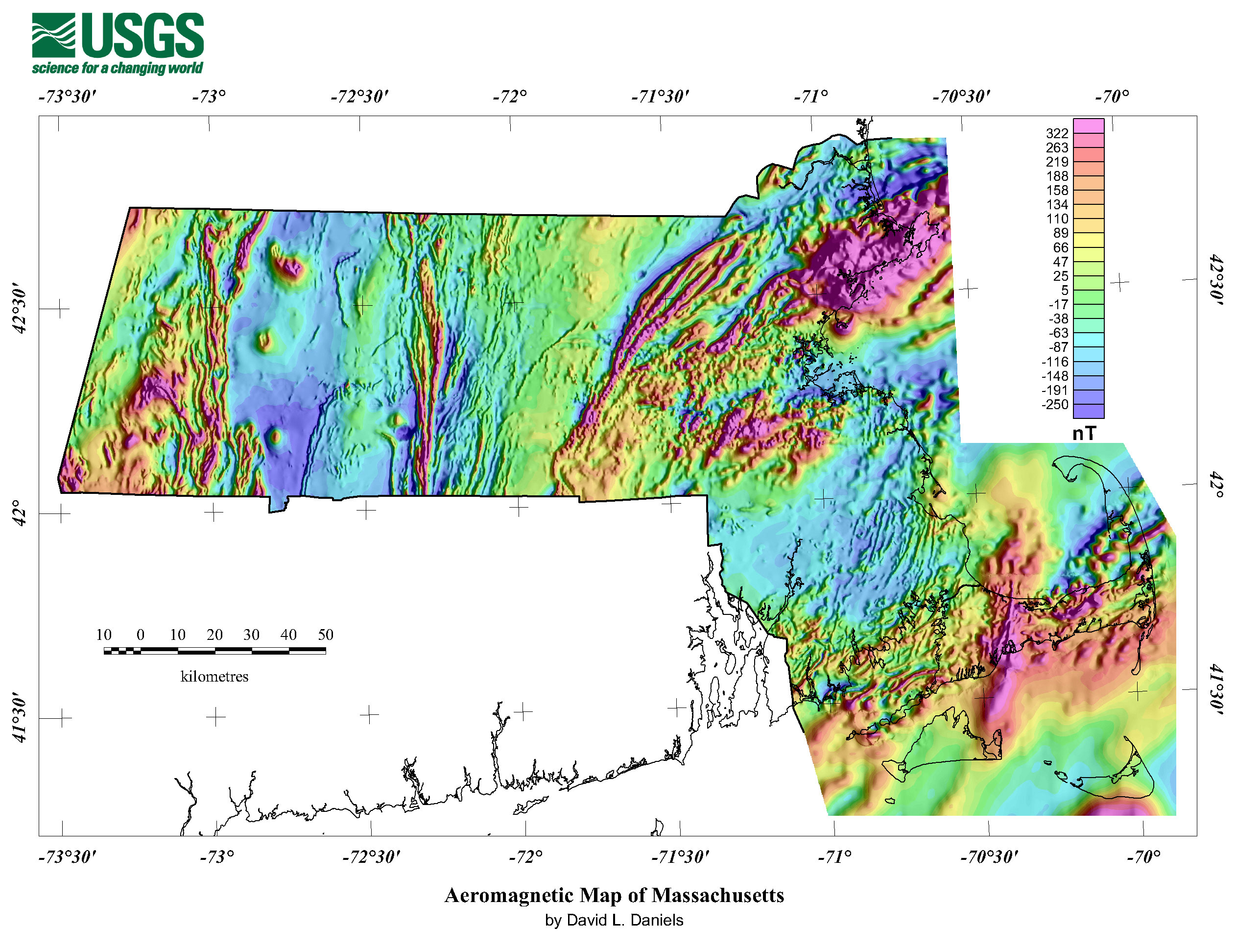 Enlarged aeromagnetic map of Massachusetts