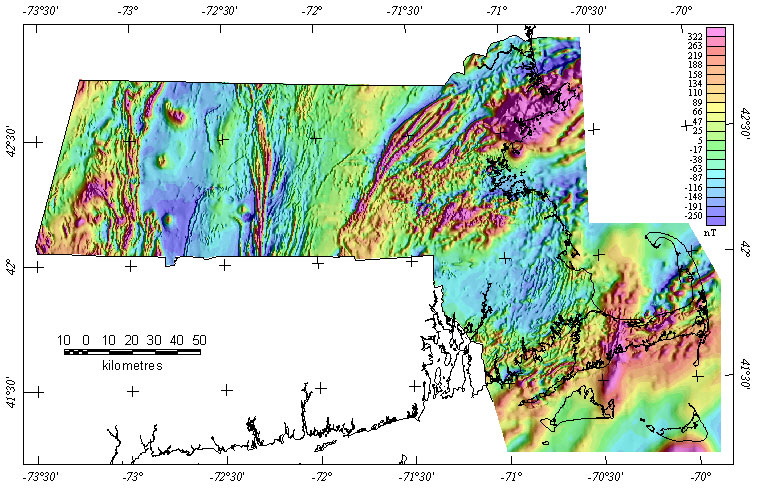 Aeromagnetic map of Massachusetts