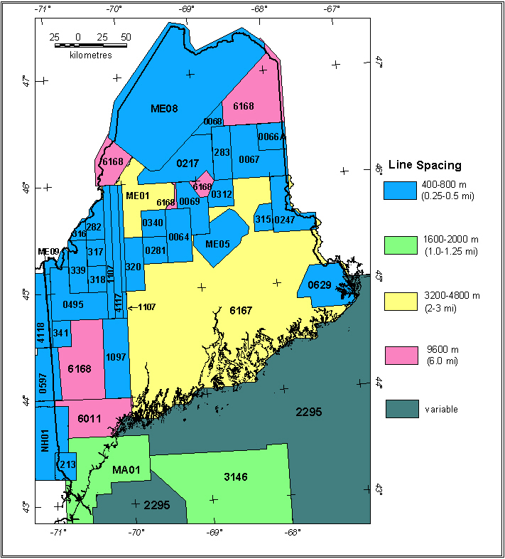 Maine aeromagnetic survey index map