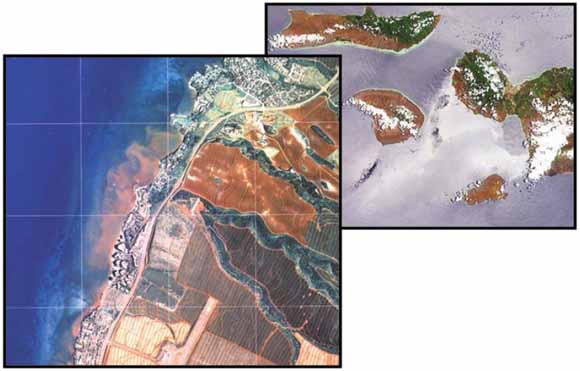 two satellite images of coastlines