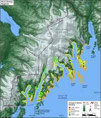 Figure 11. Mean tidal range for the coast of Kenai Fjords National Park. 