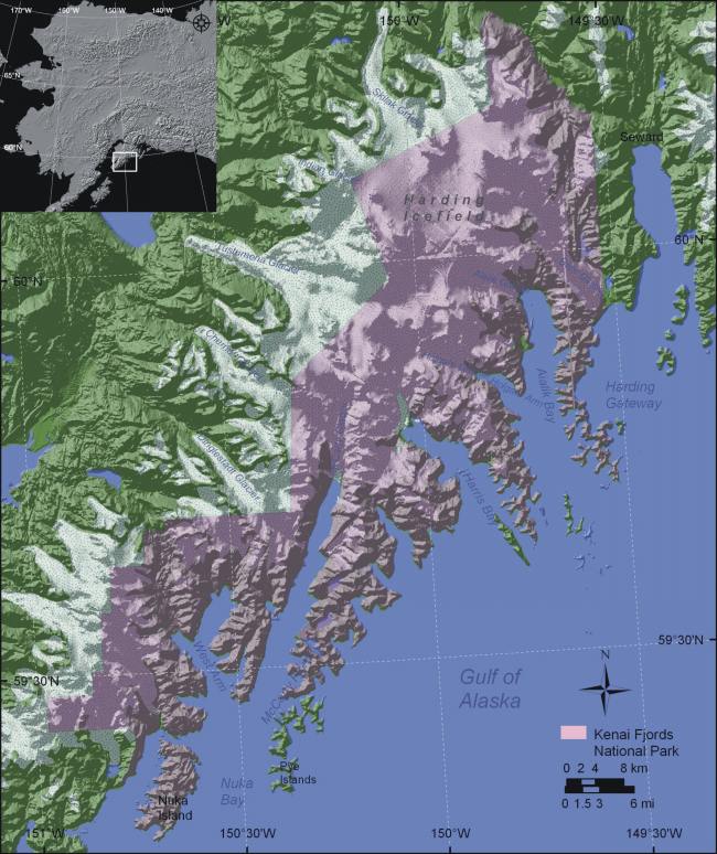 Figure 2.  Index map of Kenai Fjords National Park, Alaska. 