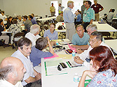 Workshop participants in group discussions