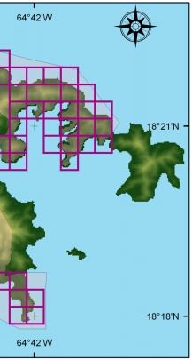 Figure 3.      Shoreline grid for Virgin Islands National Park.  