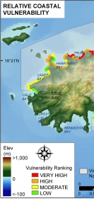 Figure 11. Relative Coastal Vulnerability for Virgin Islands National Park. 