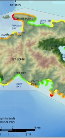Figure 11. Relative Coastal Vulnerability for Virgin Islands National Park.   