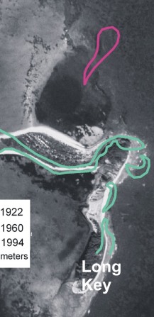 Figure 4b. Historic shoreline change for Garden Key, Bush Key, and Long Key.