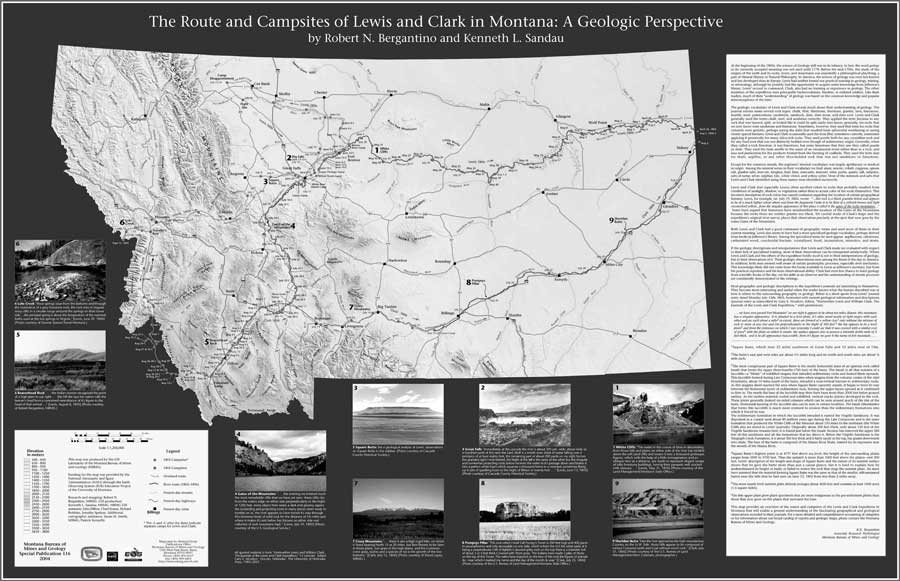 Map 1, The Route and Campsites of Lewis and Clark in Montana. For a more detailed explanation, contact Susan Smith at ssmith@mtech.edu.