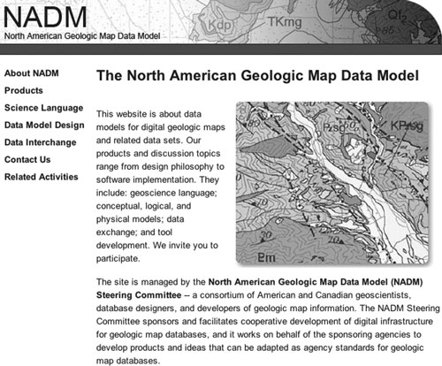 Website of the North American Geologic Map Data Model Steering Committee. For a more detailed explanation, contact Dave Soller at drsoller@usgs.gov.