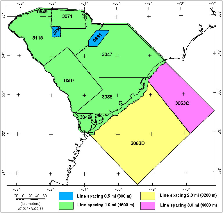 Index Map of South Carolina Aeromagnetic Surveys