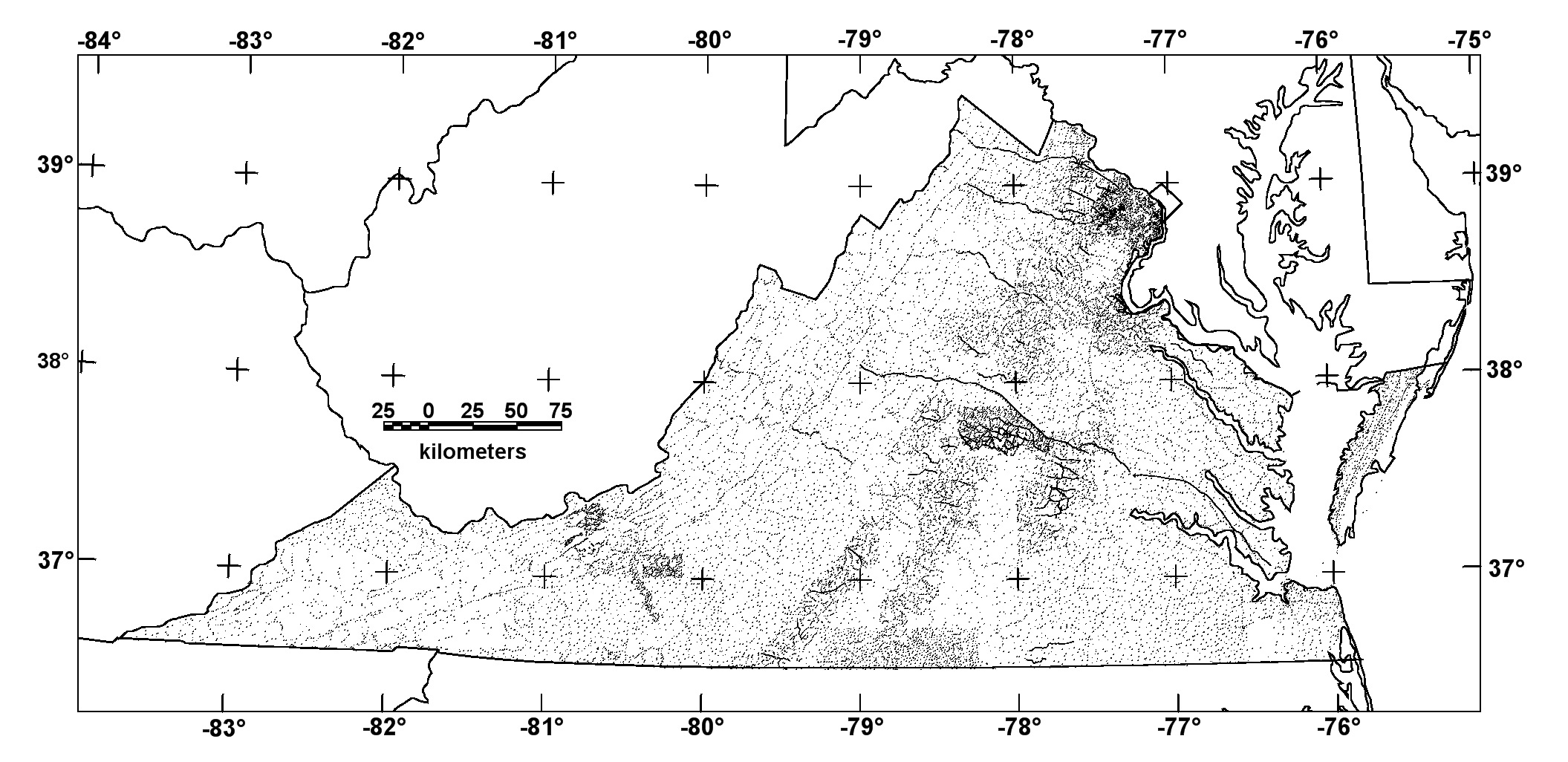 Enlarged Virginia Gravity Station Index Map