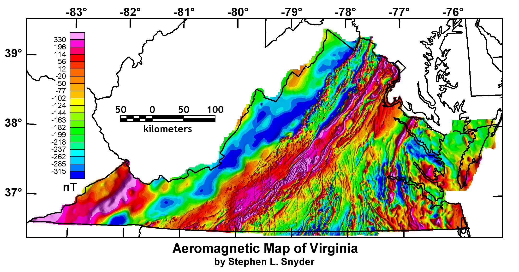 Enlarged Virginia Composite Aeromagnetic Anomaly Map