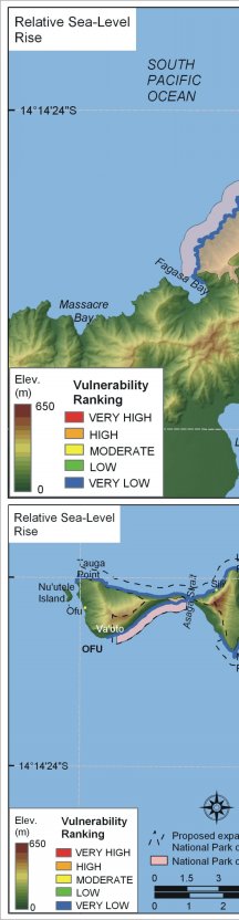 Figure 10. Vulnerability ranking for the rate of relative sea-level rise for the National Park of American Samoa. 