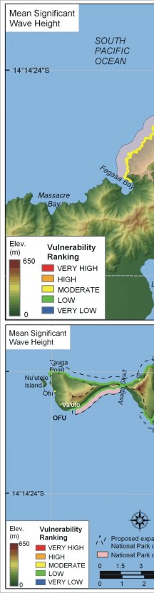 Figure 11. Vulnerability ranking for mean significant wave heights for the National Park of American Samoa based on World Wave Atlas data.