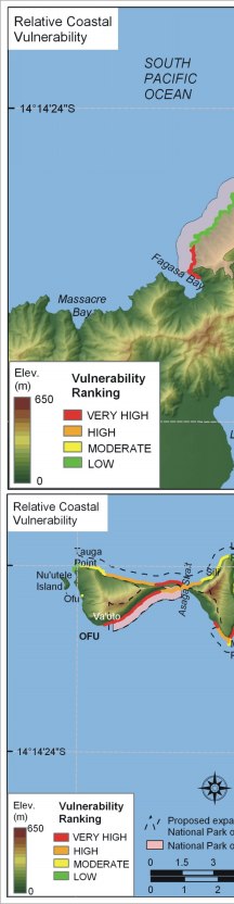 Figure 13. Relative Coastal Vulnerability ranking for National Park of American Samoa.