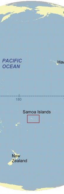 Figure 1.   Location of Samoa Islands in the South Pacific Ocean.