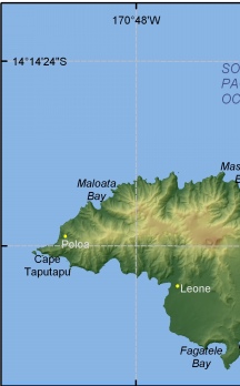 Figure 2a.    Location of National Park of American Samoa on Tutuila Island. 