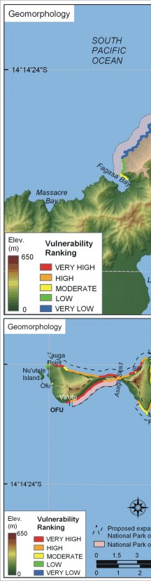 Figure 7. Vulnerability ranking for coastal geomorphology within the National Park of American Samoa.