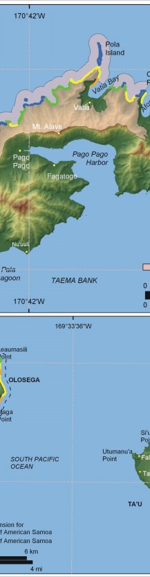 Figure 7. Vulnerability ranking for coastal geomorphology within the National Park of American Samoa.