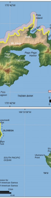Figure 8. Vulnerability ranking for shorelinechange rates for the National Park of American Samoa.
