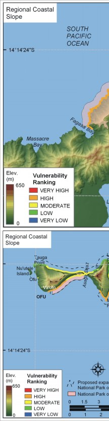 Figure 9. Vulnerability ranking for regional coastal slope of the National Park of American Samoa.