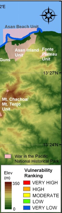 Figure 8.   Rate of relative sea-level rise for War in the Pacific NHP.