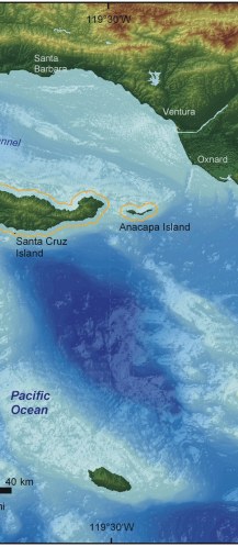 Figure 1.   Location of Channel Islands National Park, off the coast of California.
