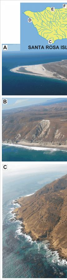 Figure 6.  Photos of geomorphologic features on Santa Rosa Island within Channel Islands NP.