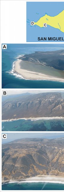 Figure 7.   Photos of geomorphologic features on San Miguel Island within Channel Islands NP.