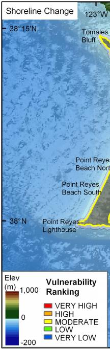 Figure 6.   Shoreline change rates for Point Reyes National Seashore.