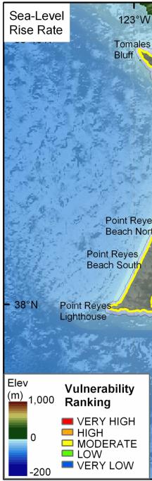 Figure 8.   Rate of relative sea-level rise for Point Reyes National Seashore.