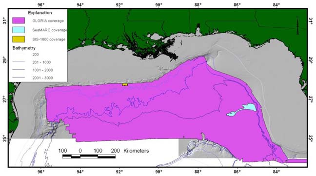 An image showing locations of sidescan-sonar imagery collection.