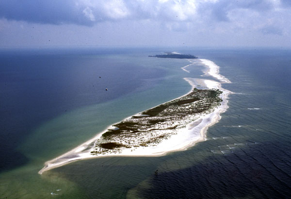 Aerial photo of the Mississippi coastline.