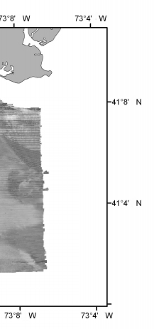 24 bit grayscale, composite sidescan-sonar mosaic produced by NOAA of survey h11045 off Bridgeport, Connecticut (UTM zone 18, WGS84 spheroid).