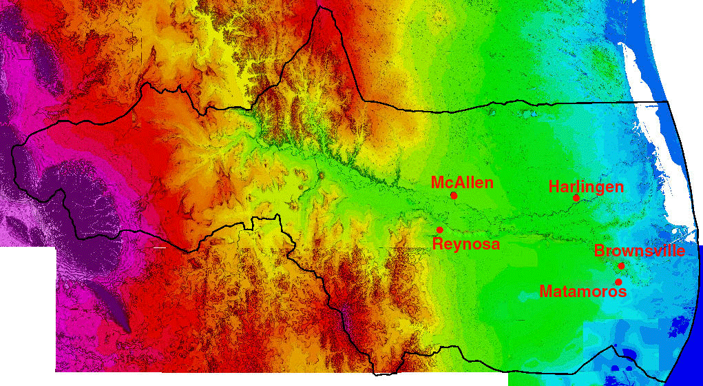 Color-shaded-releif image of digital elevation data.