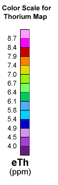 Image showing color scale for thorium map.