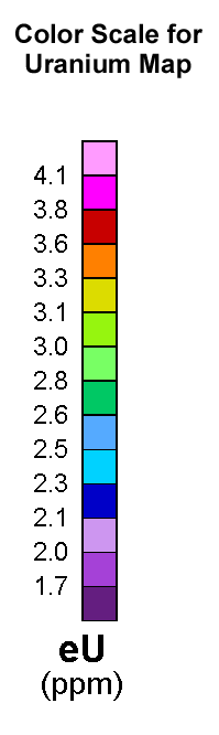 Image showing color scale for uranium map.