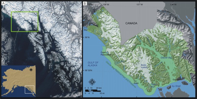 Figure 2.     Location of Glacier Bay National Park and Preserve in southeast Alaska. 