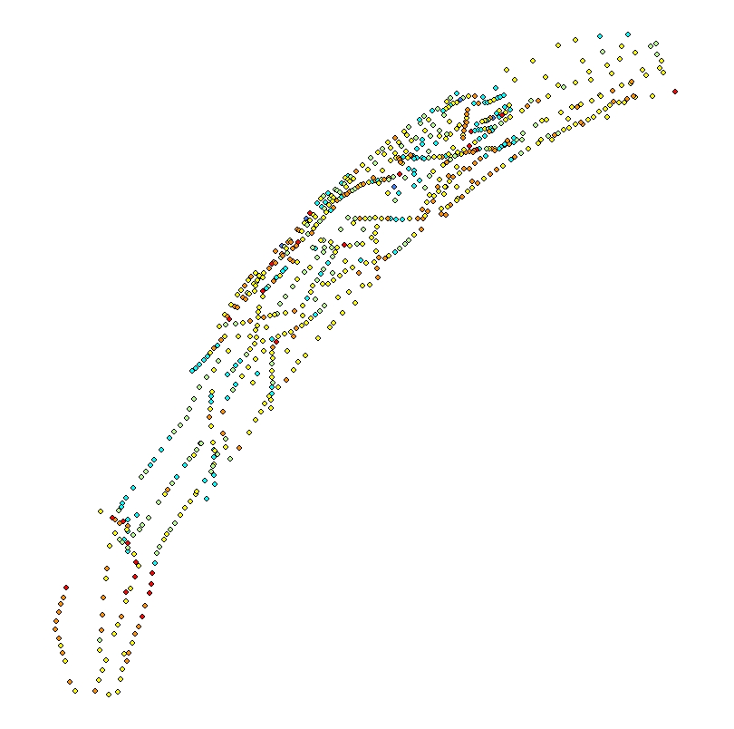 Map showing location of sediment samples as stored within ArcMap Document.