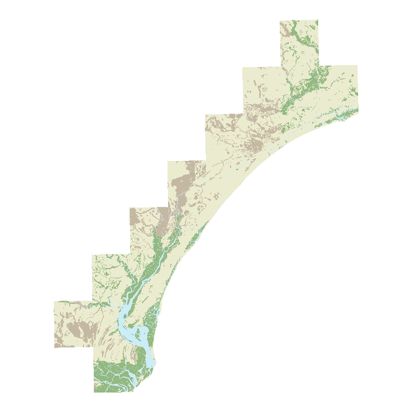 Map showing hydrography as stored within ArcMap Document.