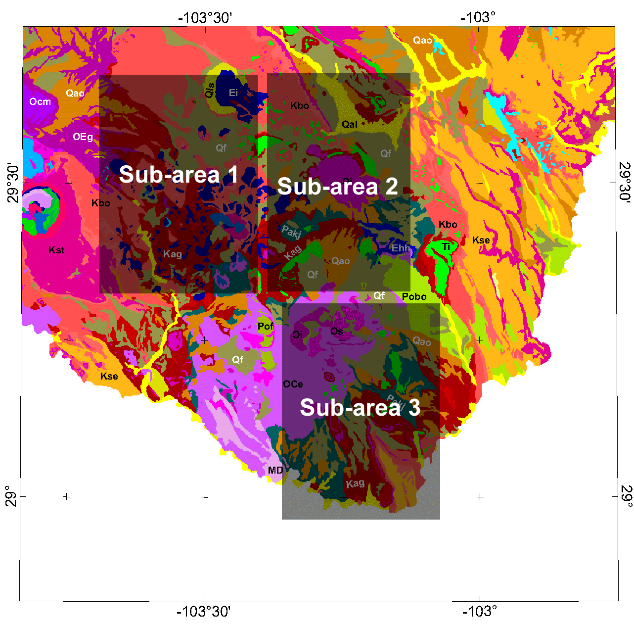 Image showing sub-areas for more detailed discussion.