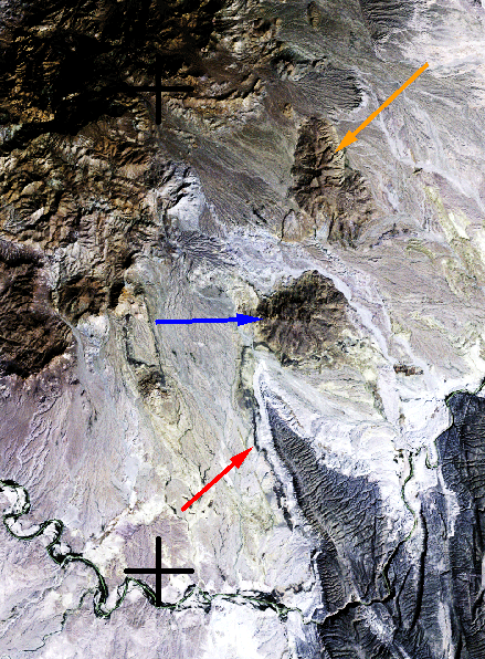 Sub-area 3 image of Landsat bands 3, 2, and 1 as shades of red, green, and blue.