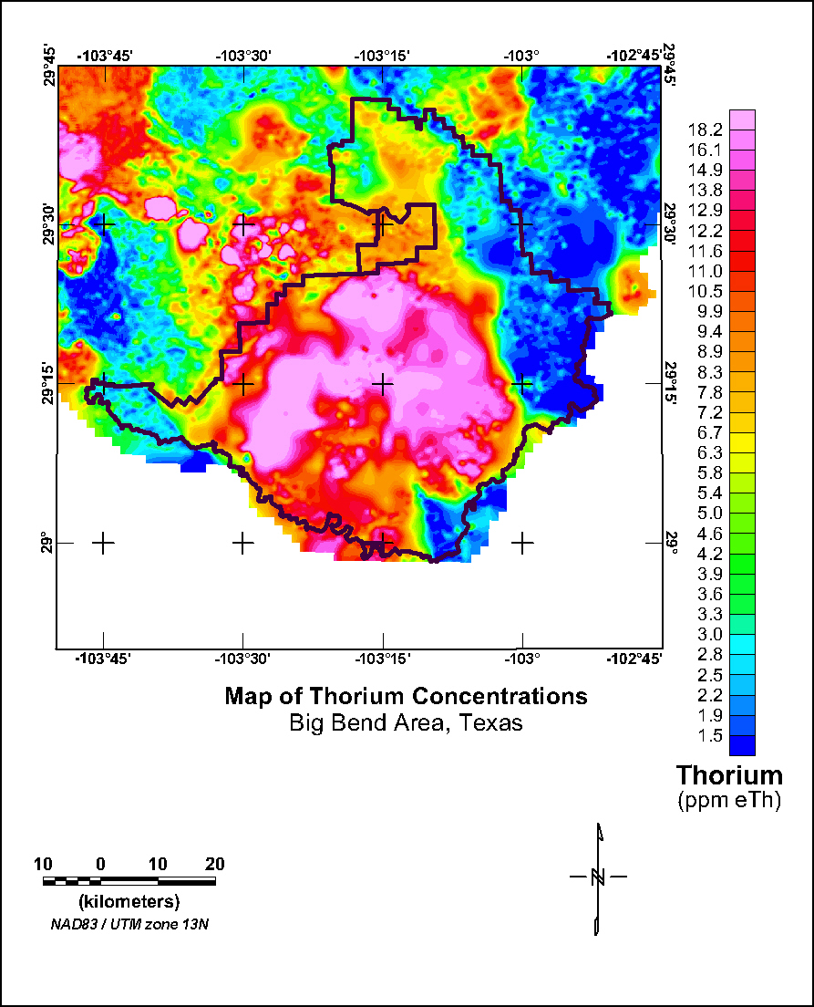 Image of thorium map of the Big Bend study area.