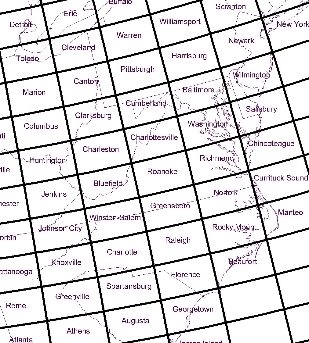 Image showing index map of part of eastern US