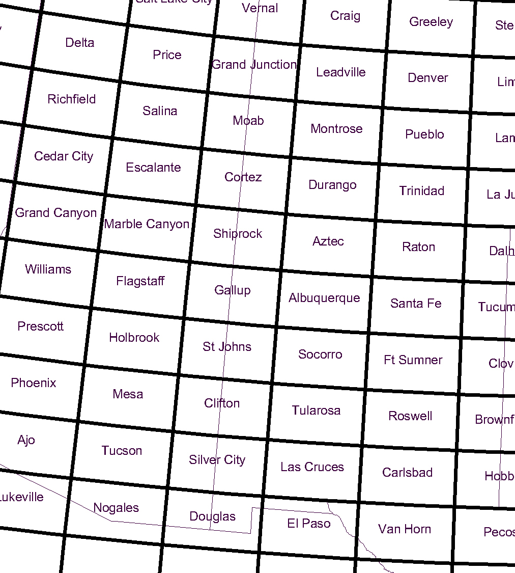 Image of index map of parts of Arizona, New Mexico, Utah, and Colorado.
