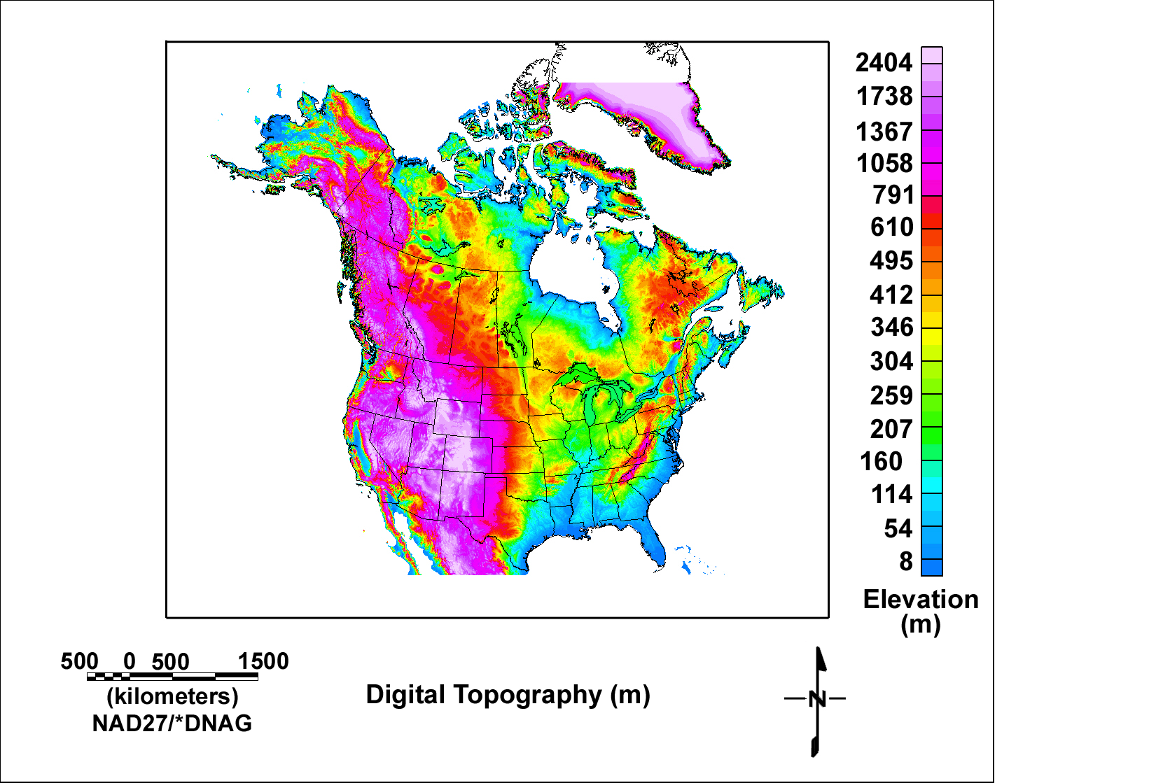 Elevation Map Of Us