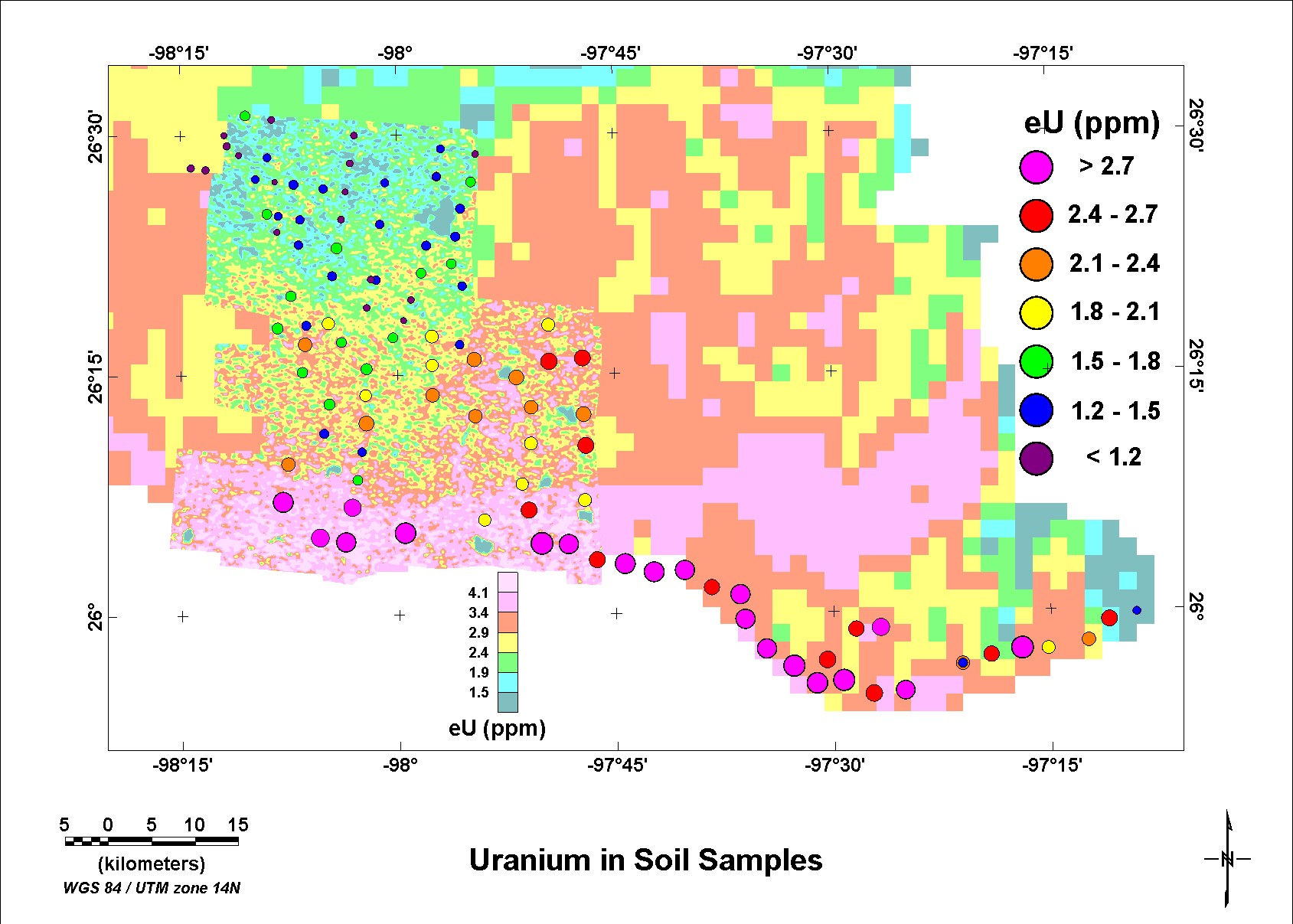 Image showing samples and uranium concentrations