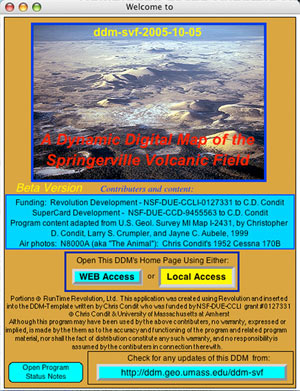 Start-up page of the Dynamic Digital Map of the Springerville Volcanic Field